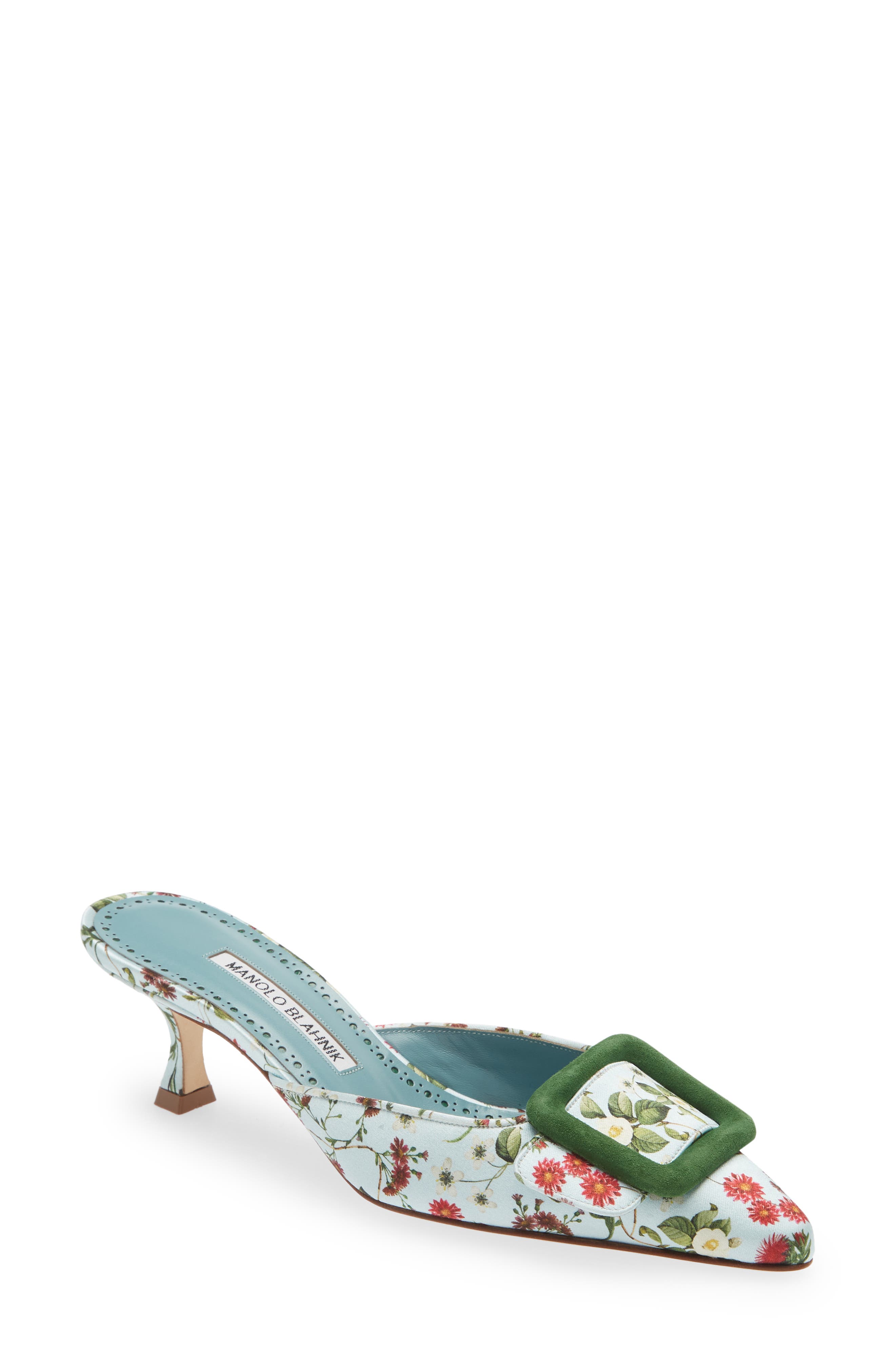 Manolo Blahnik Maysalebi Buckle Pointed Toe Mule, Main, color, 