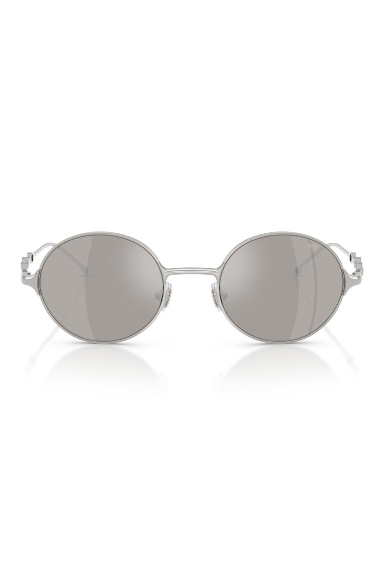 49mm Small Round Sunglasses, Main, color, SHINY SILVER / MIRROR SILVER