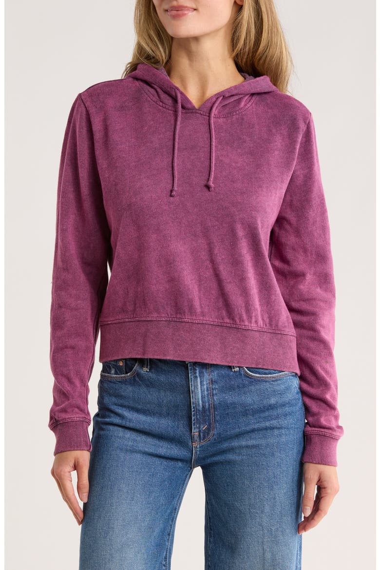 Rose Mineral Wash Crop Hoodie, Main, color, EGGPLANT