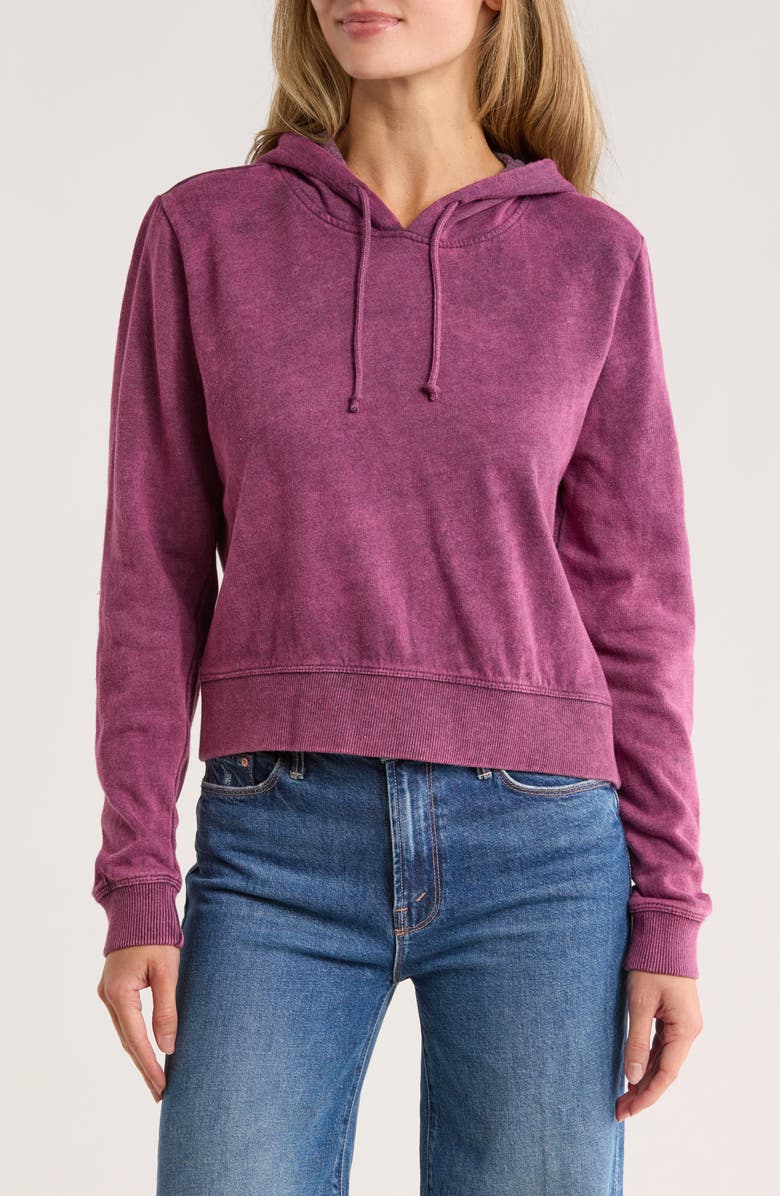 Threads 4 Thought Rose Mineral Wash Crop Hoodie, Main, color, Eggplant