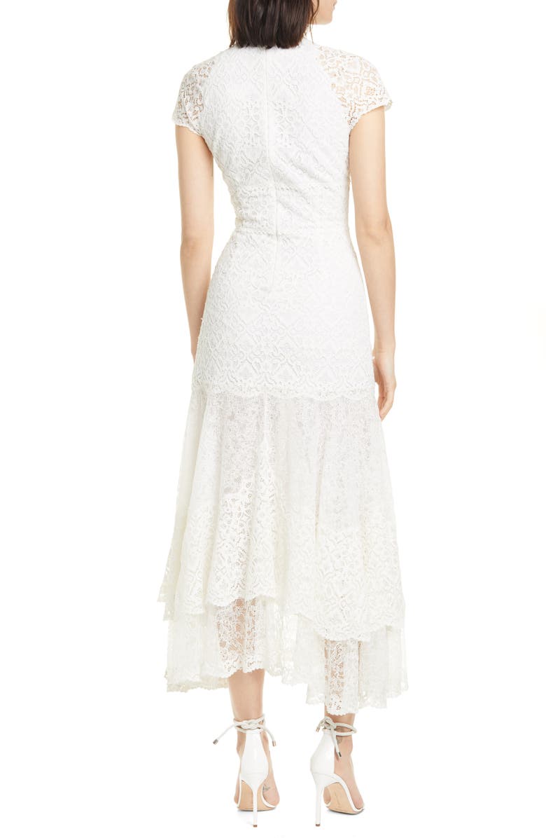 Simkhai Jonathan Simkhai Tiered Mixed Lace Midi Dress, Alternate, color, 