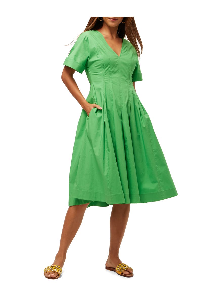 Trina Turk A line Poplin Midi Ashe Dress, Main, color, Grass Court Green