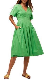 Trina Turk A line Poplin Midi Ashe Dress