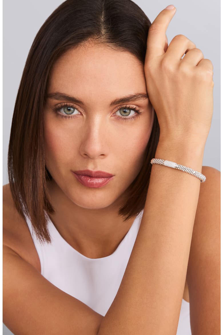 Signature Caviar Pavé Diamond Bracelet, Alternate, color, SILVER DIAMOND