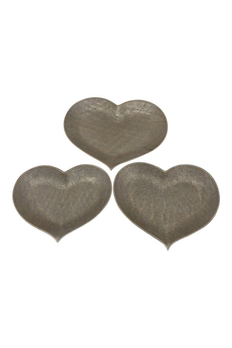 Set of 3 Heart Plates, Alternate, color, CHAMPAGNE