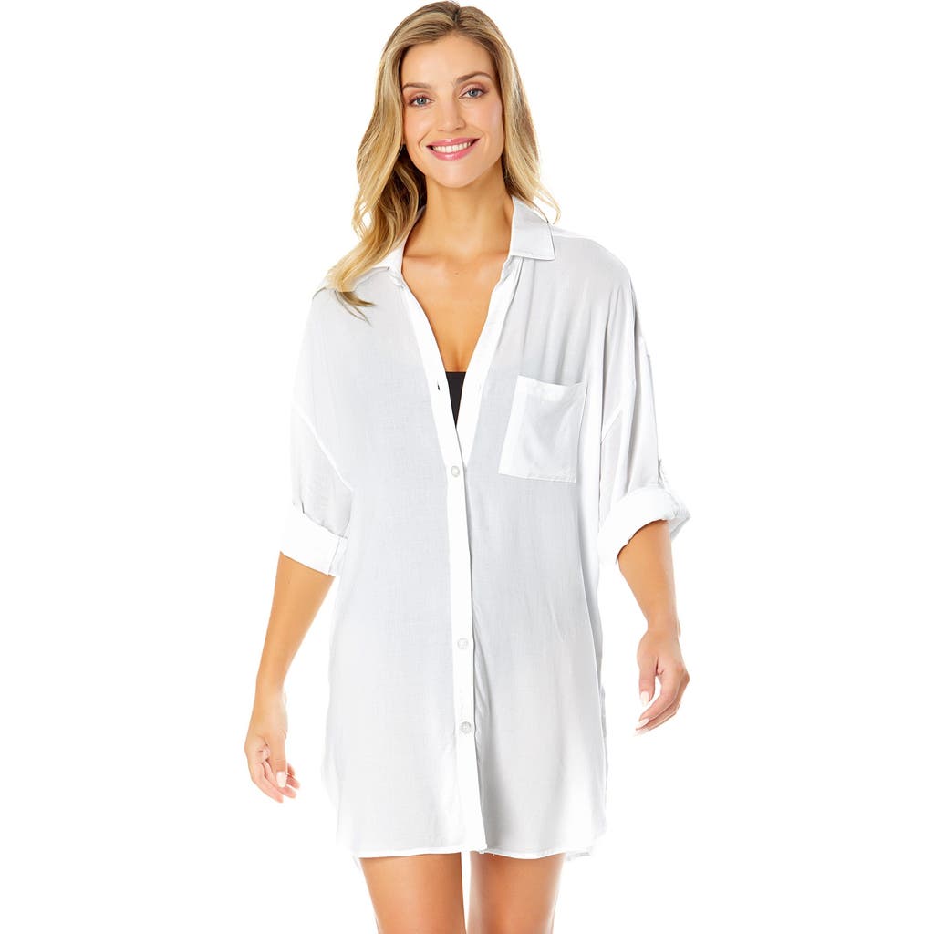 ANNE COLE LIVE IN COLOR BUTTON DOWN SHIRT SWIMSUIT COVER UP