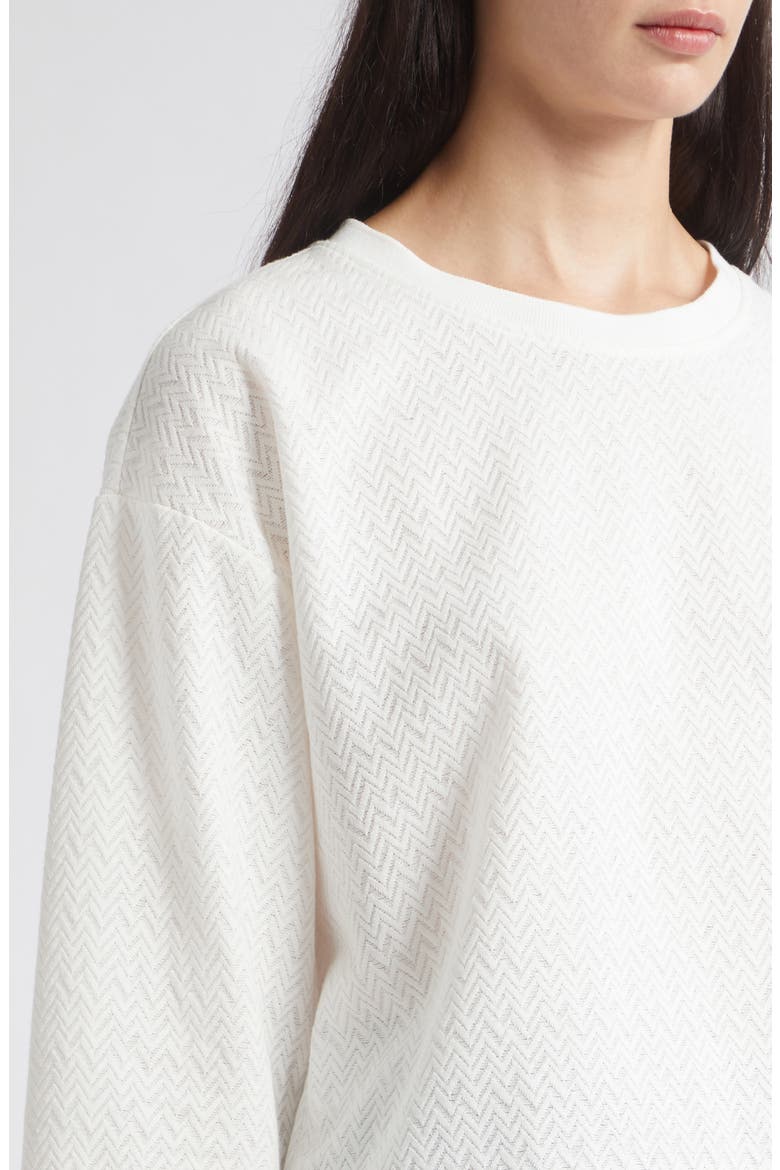 Crewneck Chevron Jacquard Sweater, Alternate, color, IVORY