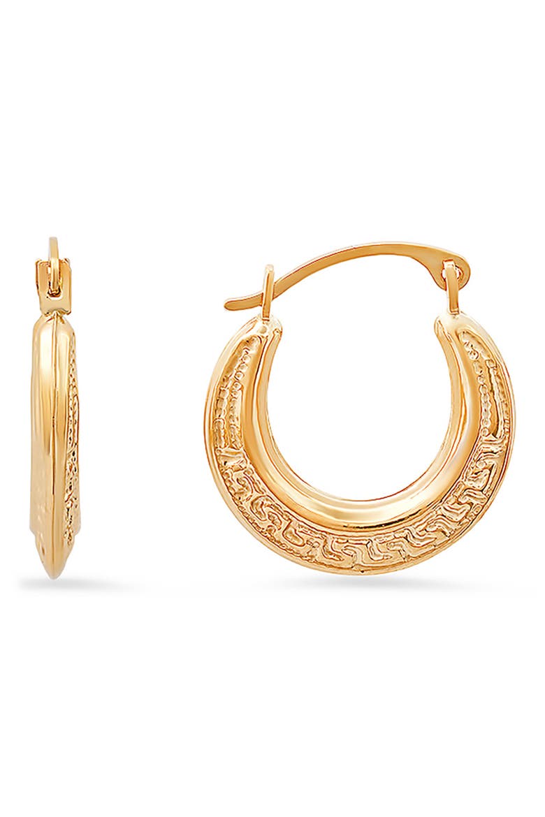 10K Gold Greek Huggie Hoop Earrings, Main, color, GOLD