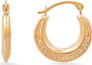 Queen Jewels 10K Gold Greek Huggie Hoop Earrings
