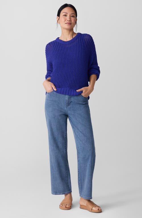 Eileen Fisher Peruvian Organic Cotton Cord Crew Neck Top In Blue