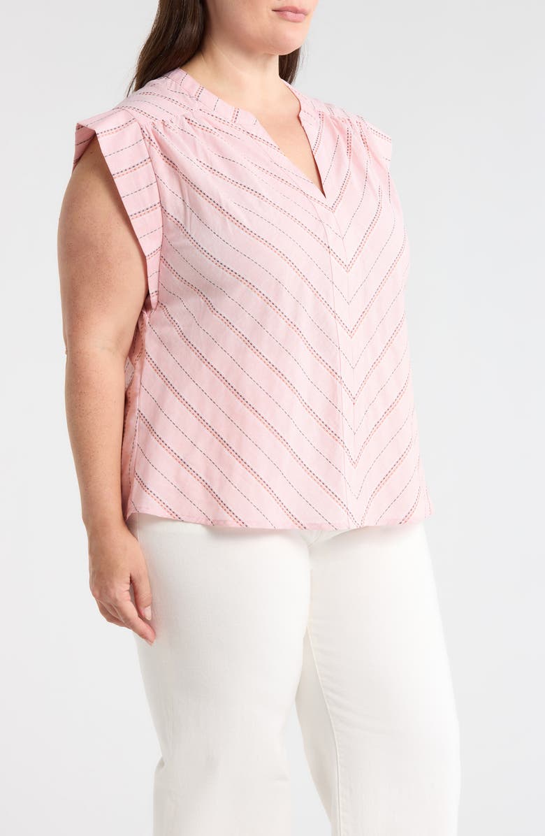 Liverpool Los Angeles Jacquard Stripe Popover Top, Alternate, color, Pink Multi Strp