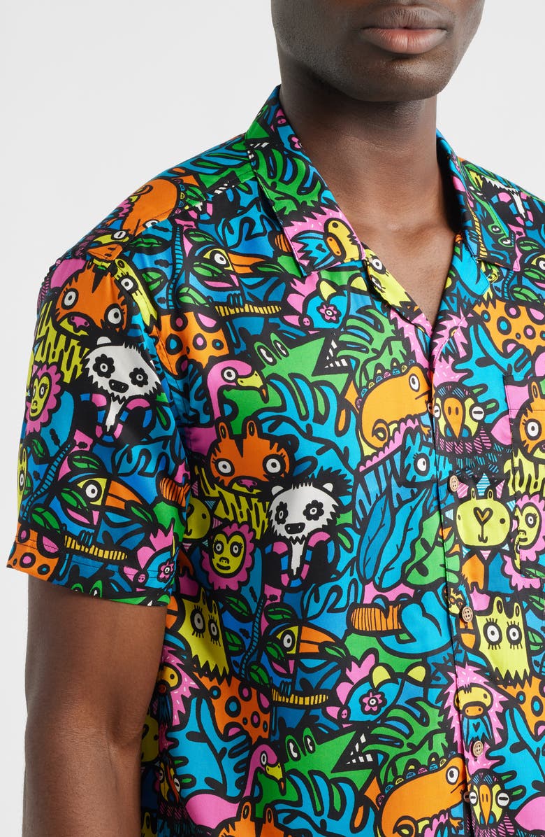 Boardies Munday Jungle Print Camp Shirt, Alternate, color, Multi