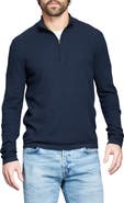 Billy Reid Fine Guage Texture Cotton Blend Quarter Zip Sweater