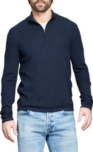 Billy Reid Fine Guage Texture Cotton Blend Quarter Zip Sweater