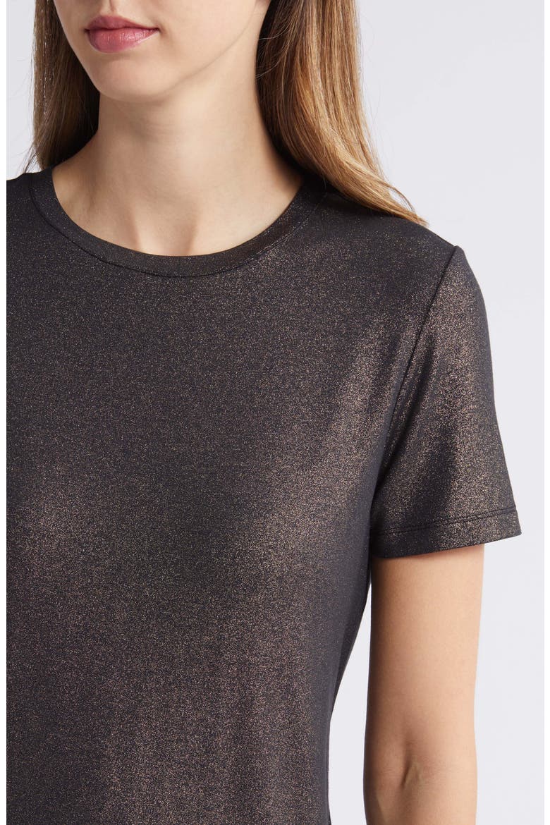 Foil Print T-Shirt, Alternate, color, ANNE BLACK/ LIGHT GOLD