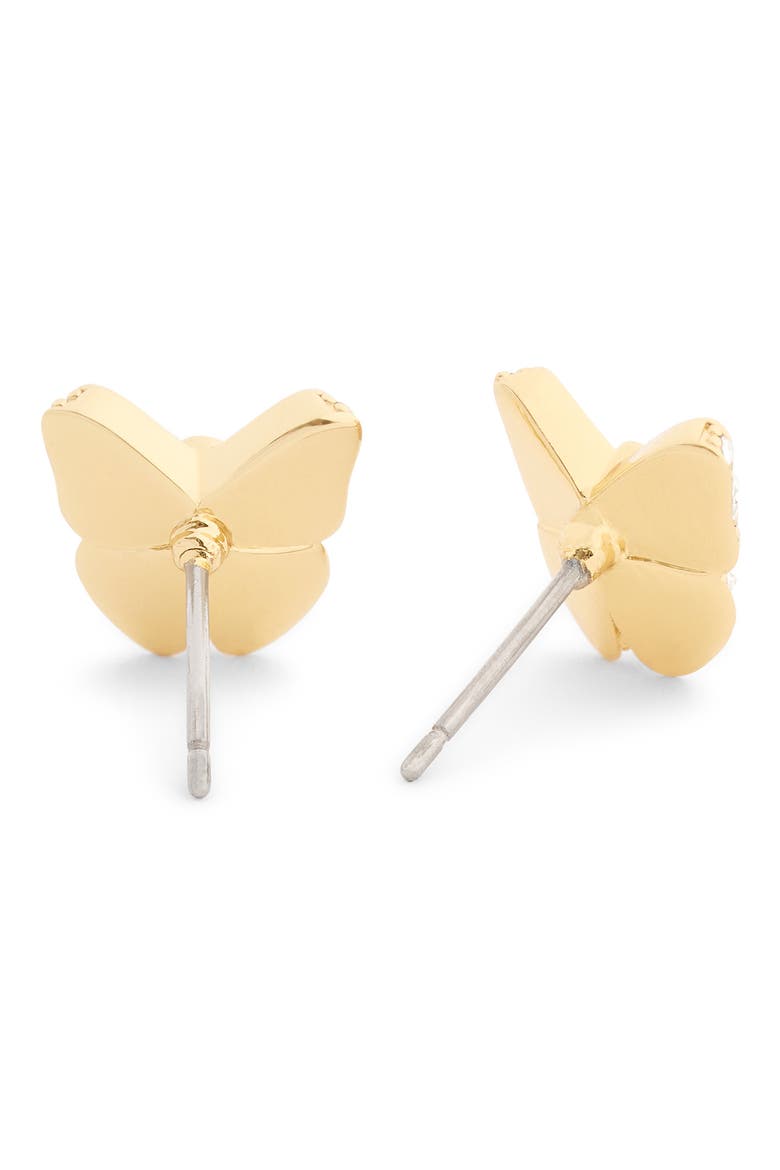 Pavé Butterfly Stud Earrings, Alternate, color, SHINY GOLD