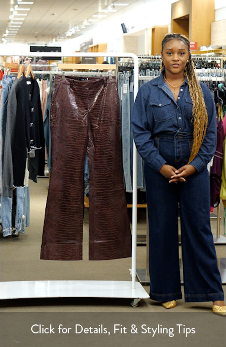 Snake Embossed Faux Leather Flare Pants, sales video thumbnail