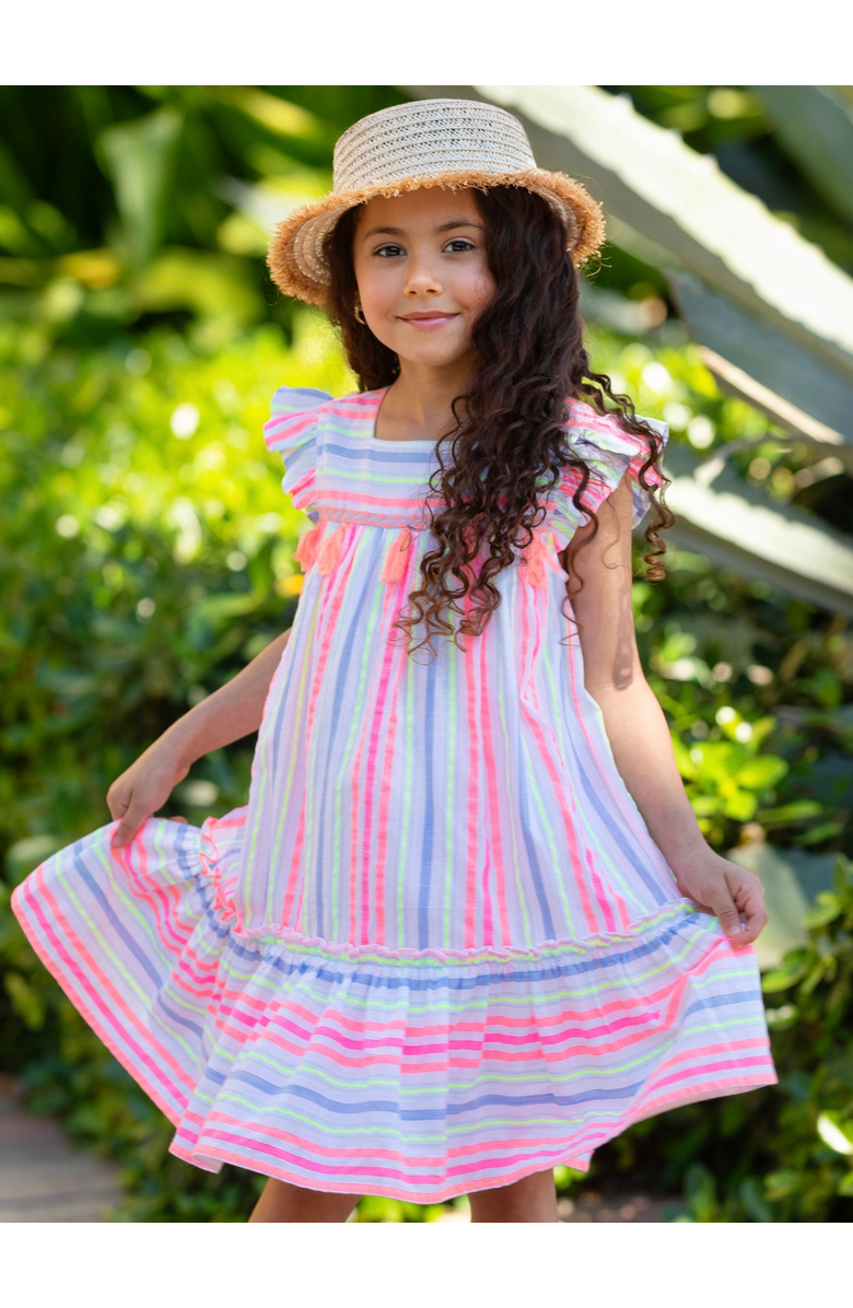 Mia Belle Girls Candy Breeze Tassel Ruffle Dress, Alternate, color, Pink