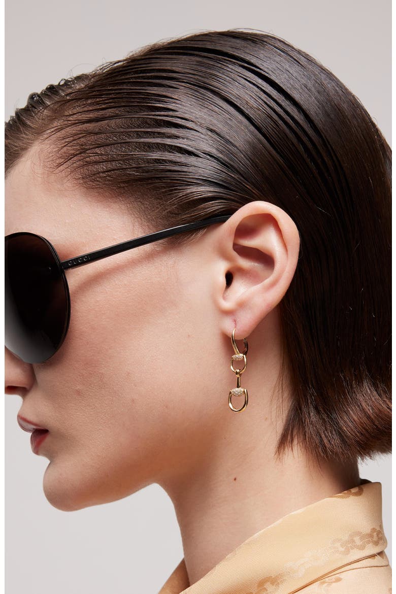 Horsebit Diamond Chandelier Earrings, Alternate, color, GOLD