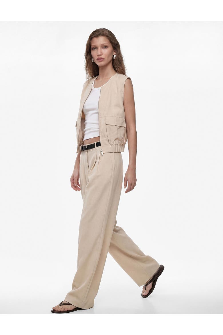 Wide Leg Trousers with Belt, Alternate, color, BEIGE