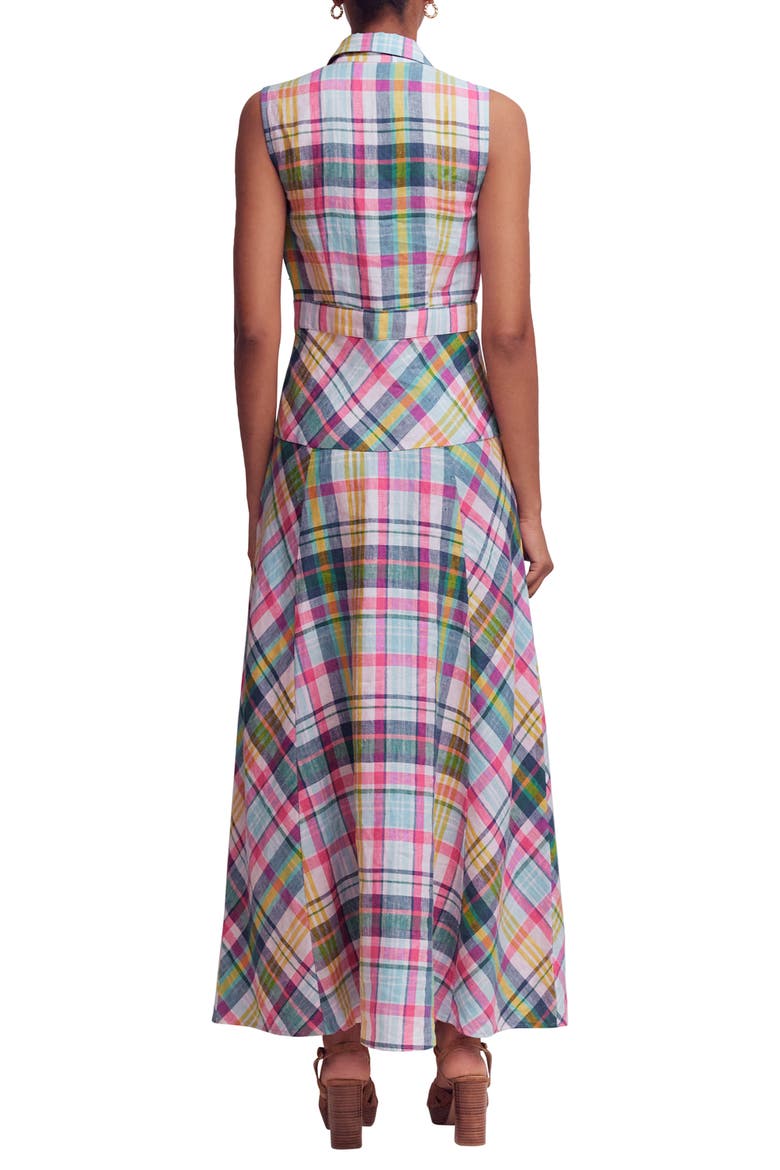 Erma Madras Linen Maxi Dress, Alternate, color, BLUE PINK AND GREEN MADRAS