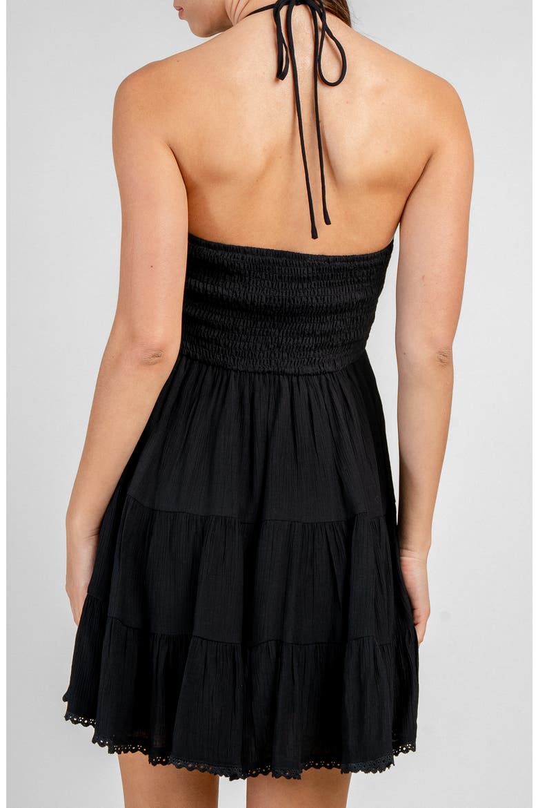 Notch Front Halter Dress, Alternate, color, BLACK