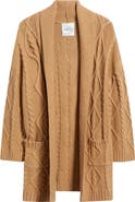 525 america Peggy Cable Stitch Longline Open Front Cardigan
