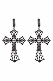 EYE CANDY LOS ANGELES Cubic Zirconia Cross Drop Earrings