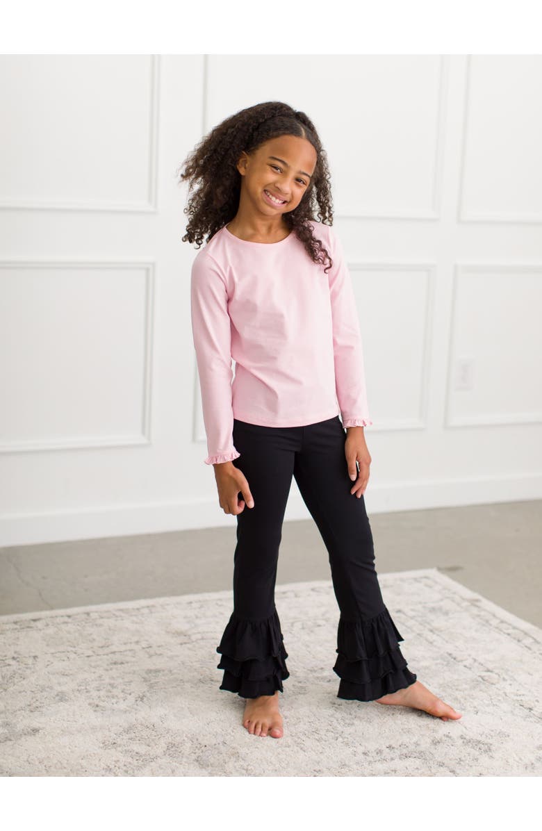 RuffleButts Ruffle Flare Pants, Alternate, color, Black