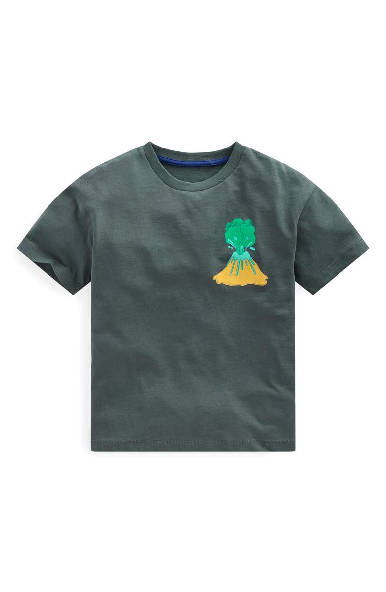 Mini Boden Kids' Volcano Cotton Graphic T-Shirt, Main, color, Charcoal Volcanoes