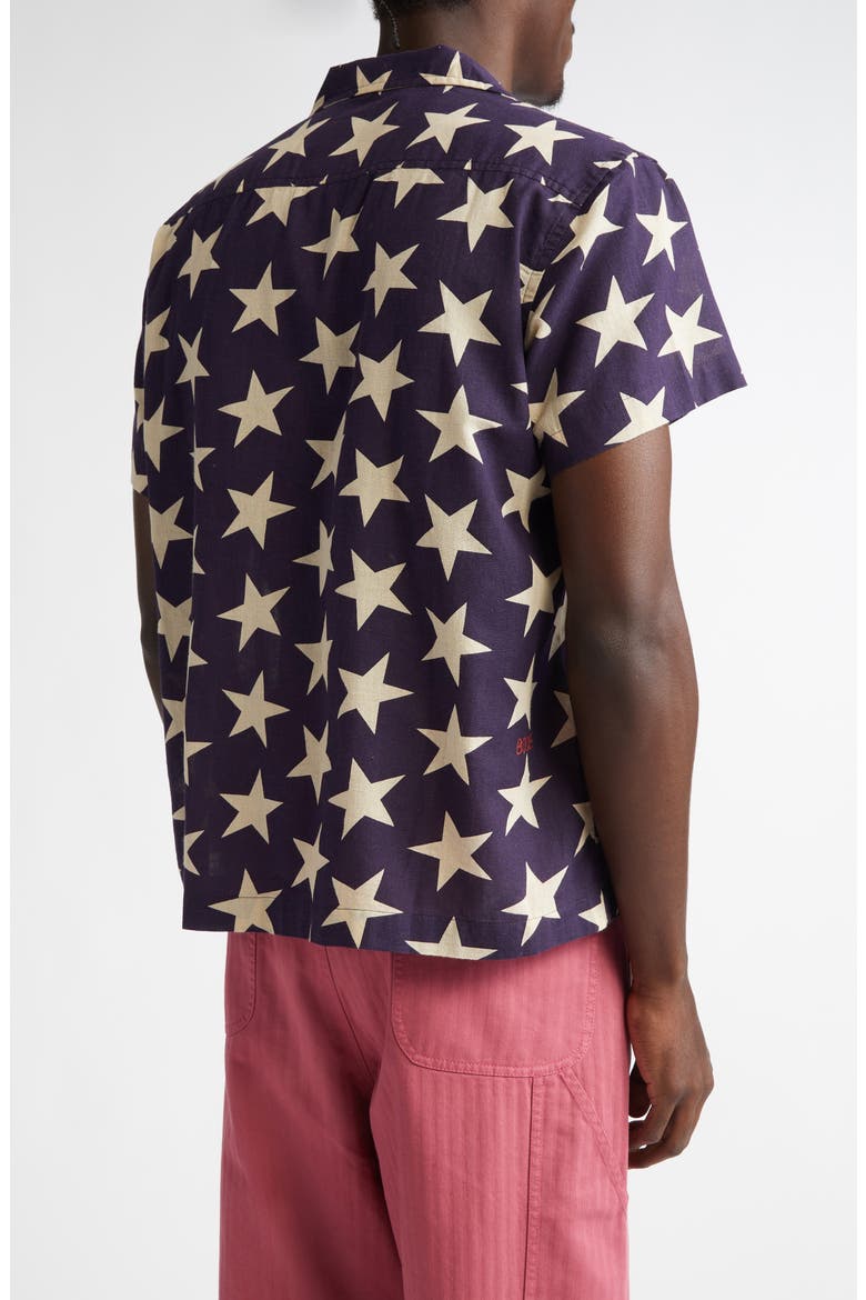 Starry Short Sleeve Button-Up Shirt, Alternate, color, NAVY