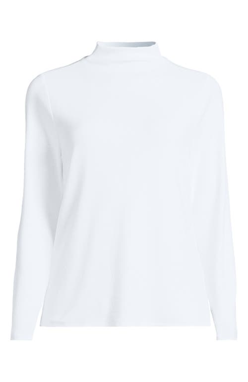 Lands' End Drapey Rib Skimming Long Sleeve Mock Neck In Crisp White
