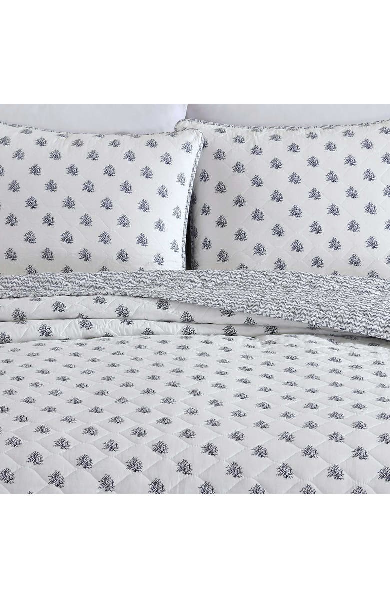 Nautica Coral Beach Cotton Quilt Set, Alternate, color, White/ Blue