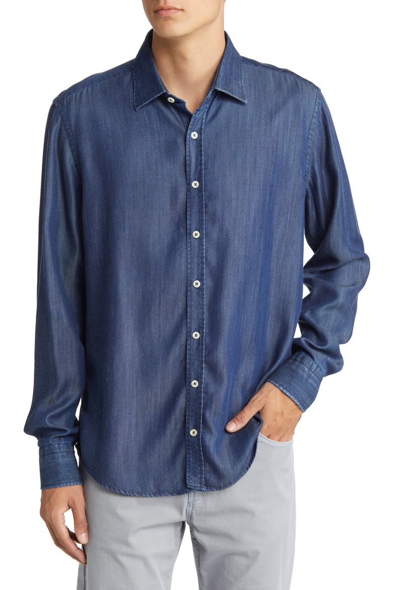 Denim Button-Up Shirt, Main, color, INDIGO