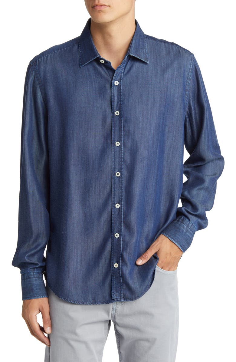 Stone Rose Denim Button-Up Shirt, Main, color, 