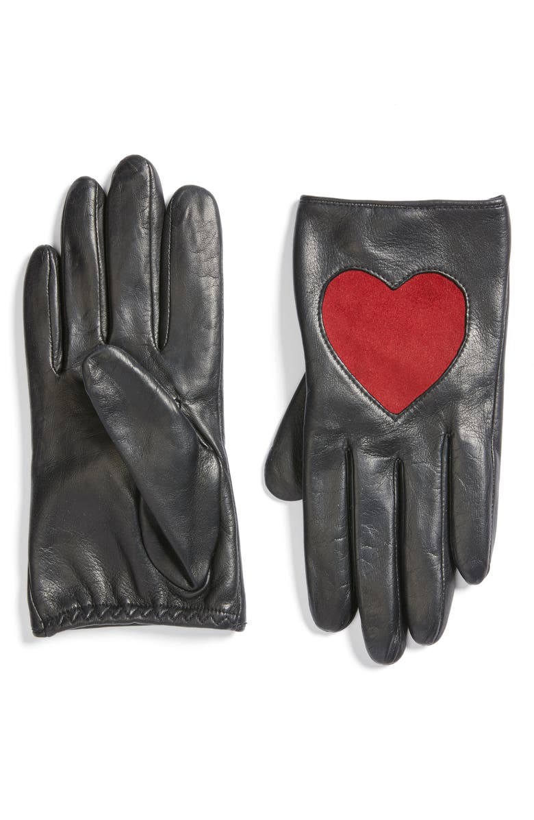 Fownes Brothers Heart Leather Gloves, Main, color, 