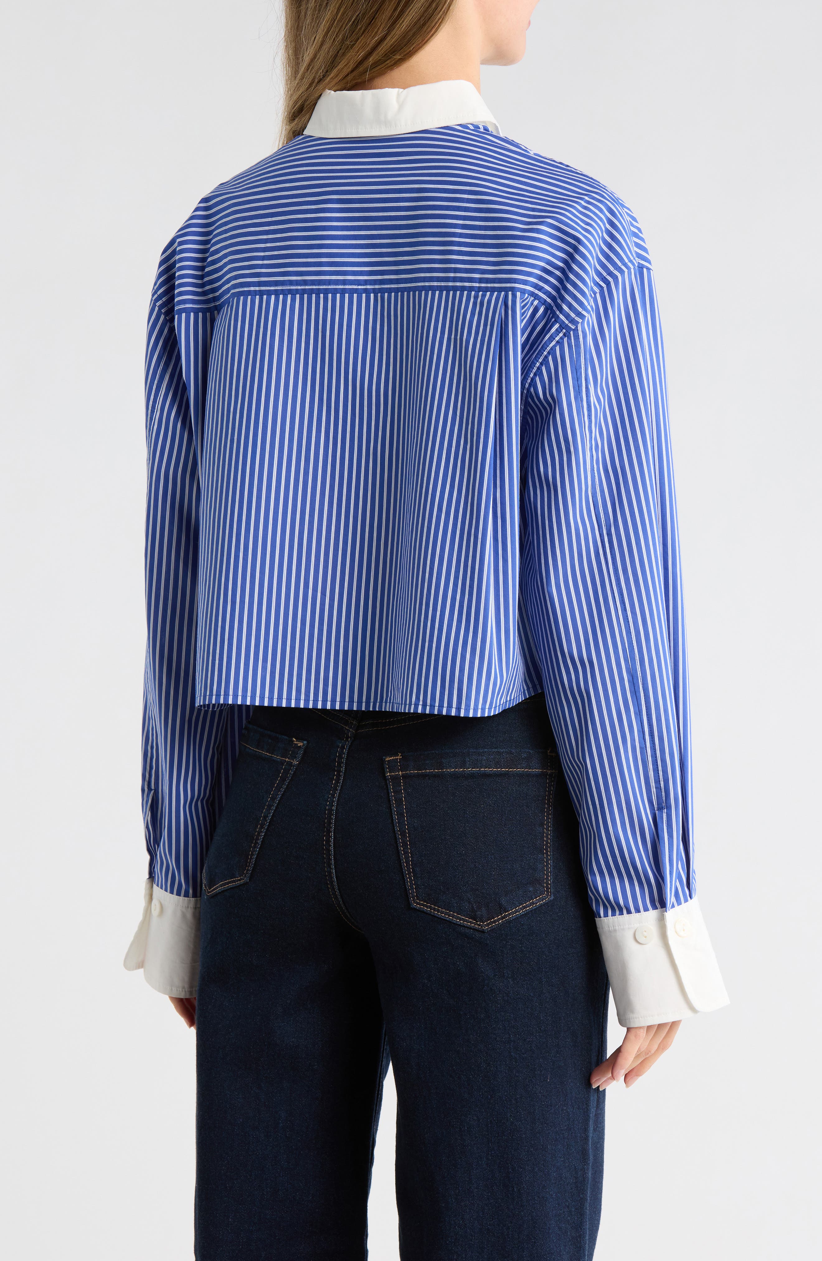 Anitra Stripe Crop Button-Up Shirt - image 2