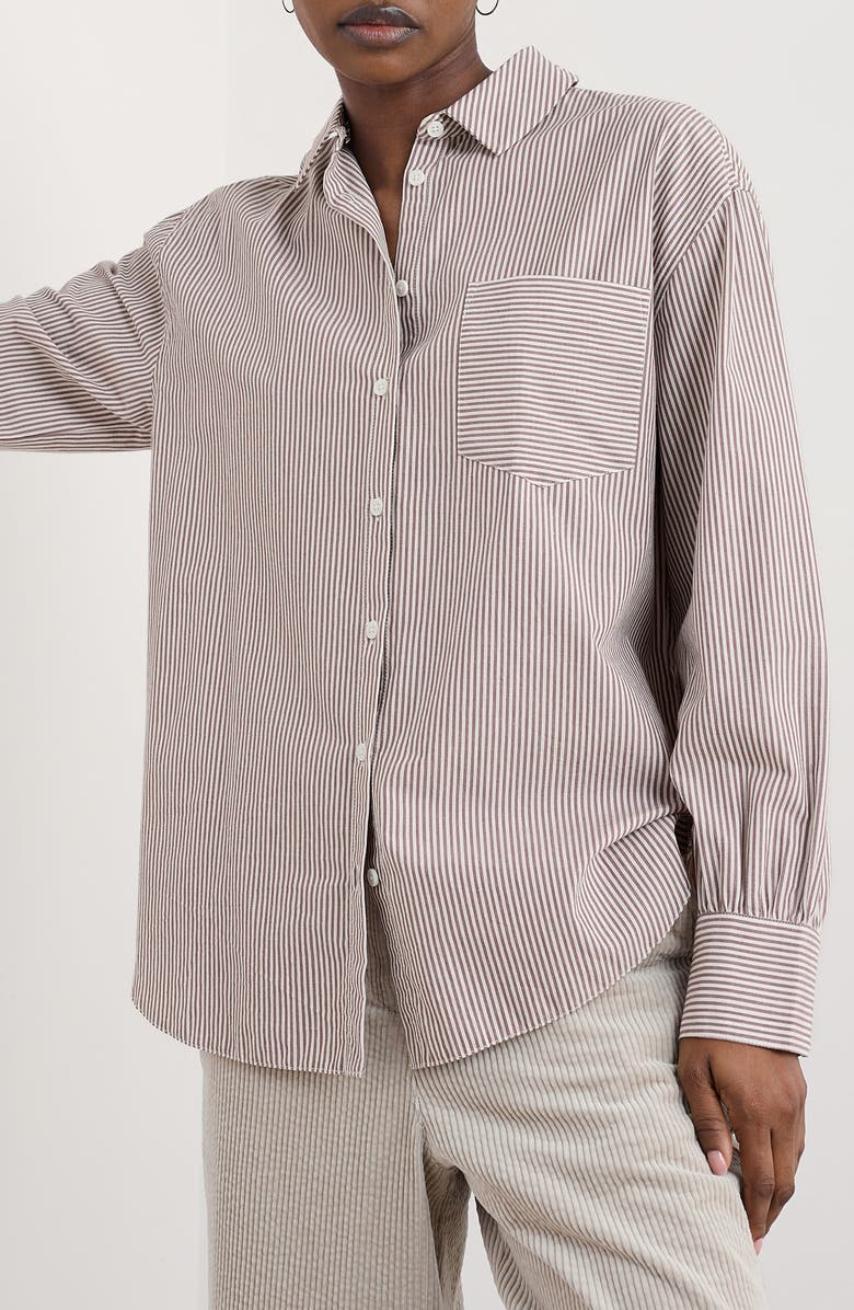 Seasalt Cornwall Sea Path Oversize Organic Cotton Button-Up Shirt, Main, color, Mini Sunrise Elderberry