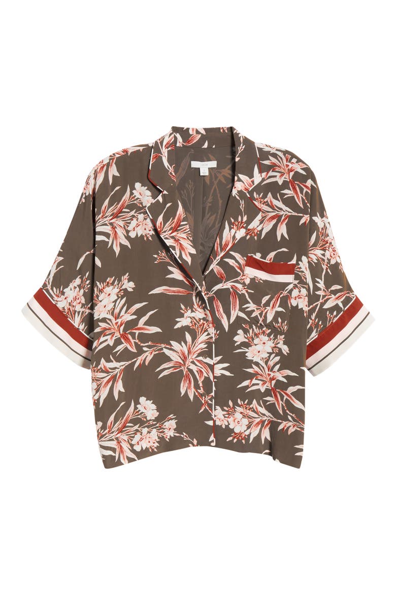 Bayley Tropical Print Stripe Contrast Top, Alternate, color, FATIGUE