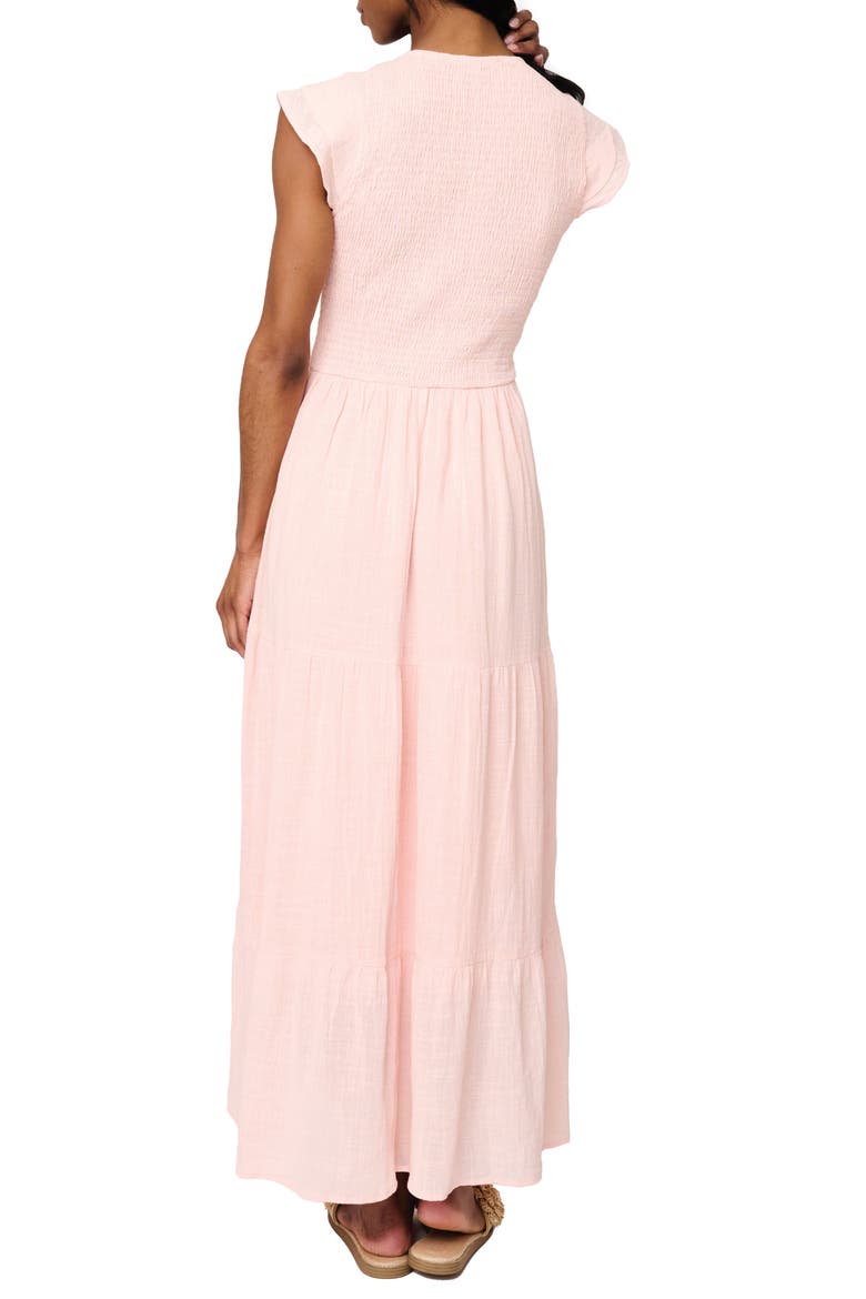 Flutter Sleeve Cotton Gauze Maxi Dress, Alternate, color, PALE BLUSH