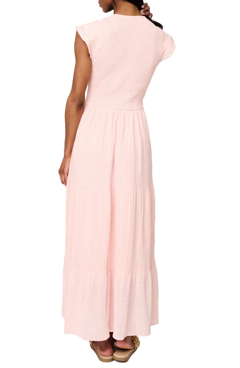 GIBSONLOOK Flutter Sleeve Cotton Gauze Maxi Dress, Alternate, color, Pearl Blush