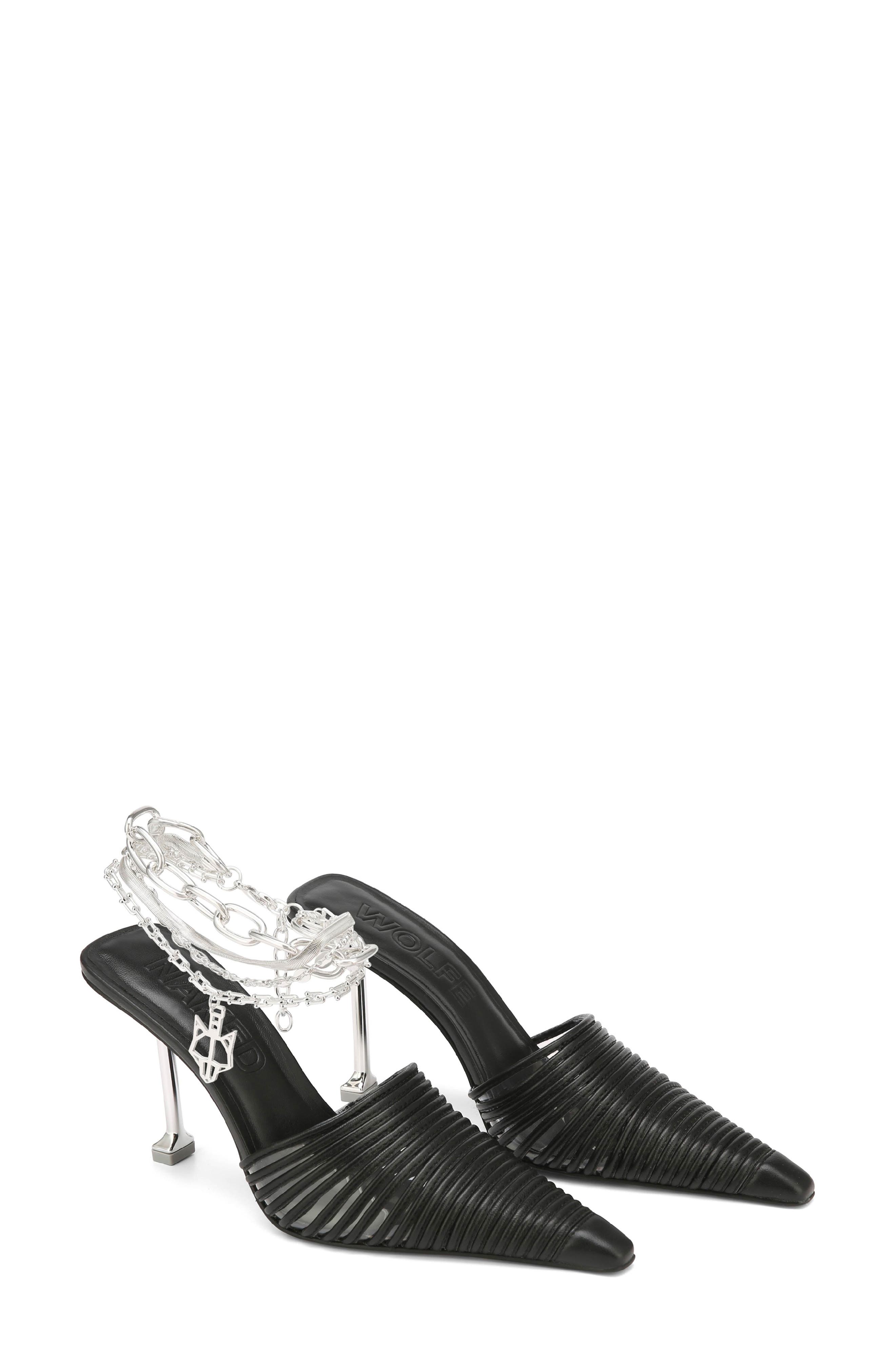 Naked Wolfe Chromed Pointed Toe Mule, Main, color, 