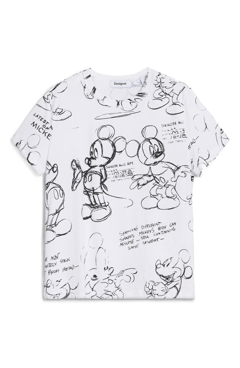 Desigual Mickey Mouse Cotton Graphic T-Shirt, Alternate, color, White