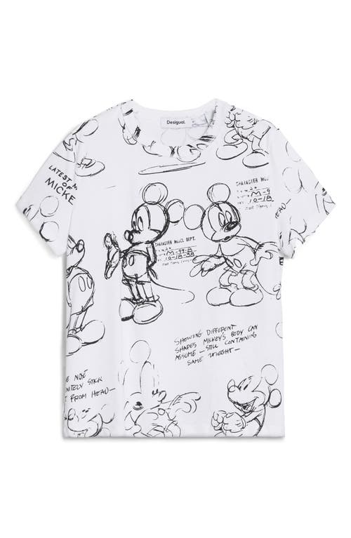 Desigual Mickey Mouse Cotton Graphic T-shirt In White