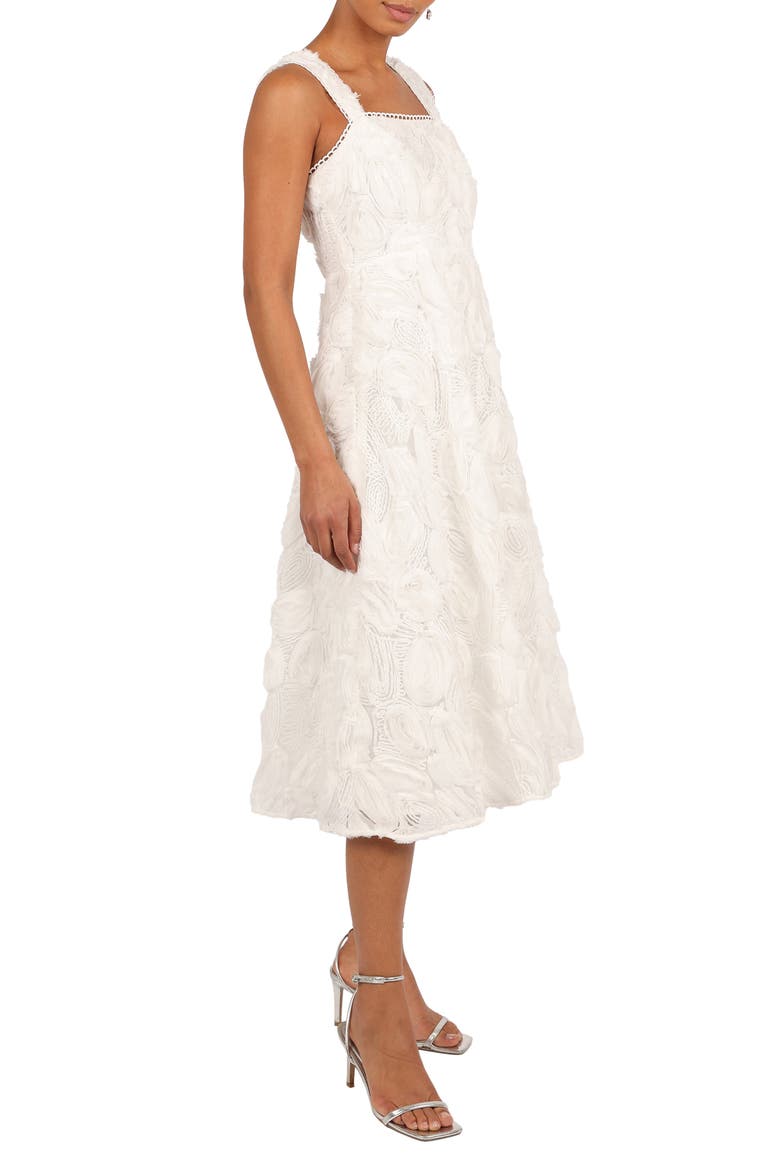 Gabbie Floral Corded Lace Midi Dress, Alternate, color, WHITE
