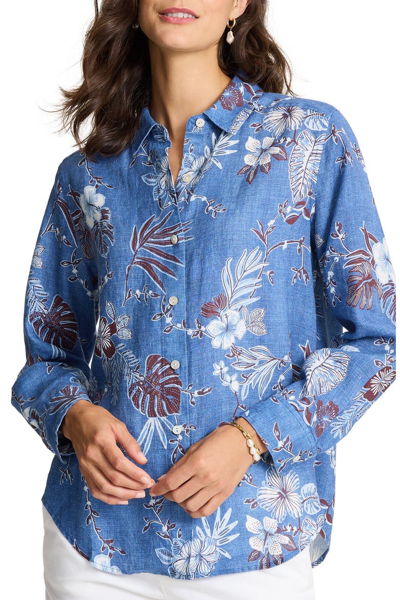 Canyon Coast Relaxed Linen Shirt, Main, color, BLUE MONDAY