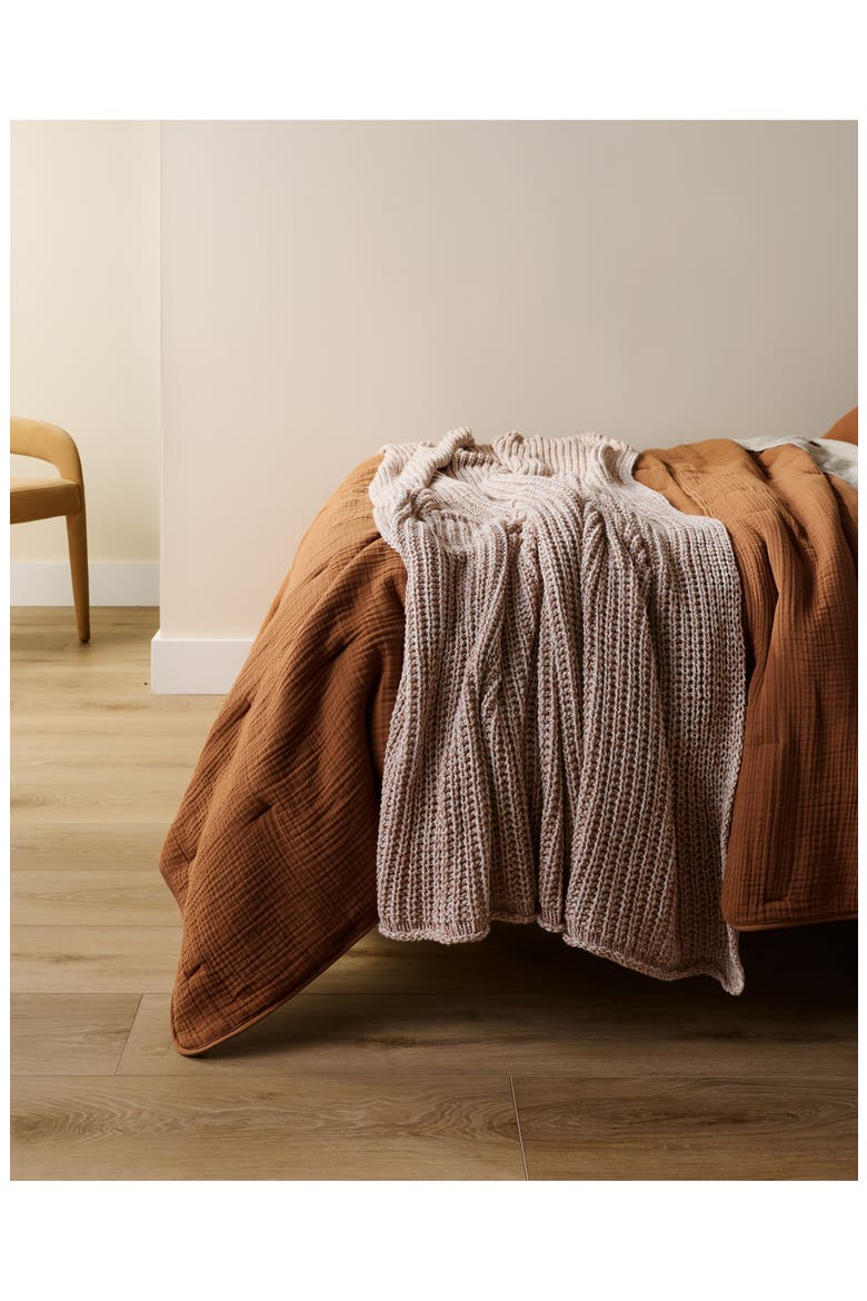 Marled Cotton Throw Blanket, Alternate, color, ADOBE