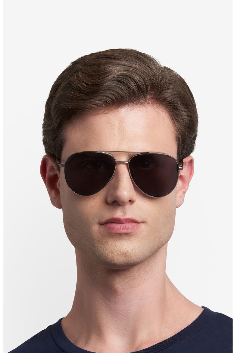 60mm Pilot Sunglasses, Alternate, color, DARK RUTHENIUM/ GREY