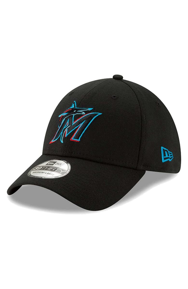 New Era Men's New Era Black Miami Marlins 2019 Team Classic 39THIRTY Flex Hat, Main, color, Black