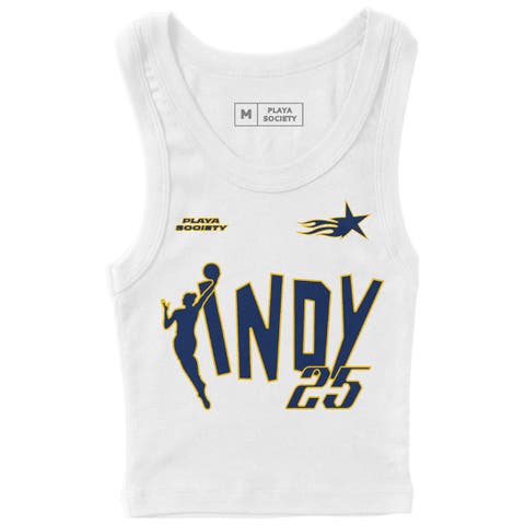 Unisex Playa Society White 2025 WNBA All-Star Game Indy Cropped Ribbed Tank Top
